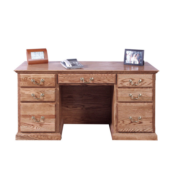 Loon Peak Jeffries Corner Solid Wood Drawer Executive Desk Wayfair